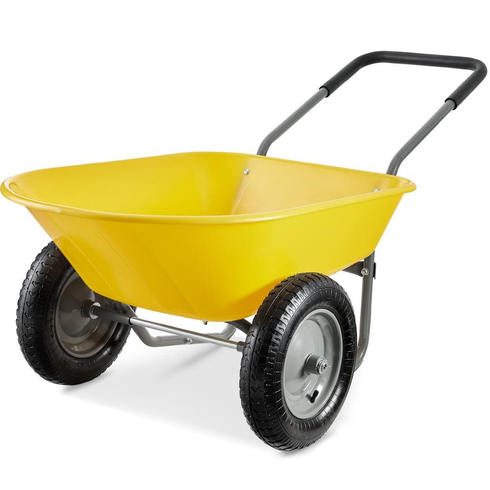 Best Choice Products 5 cu. ft. Yellow Plastic Wheelbarrow with Padded ...