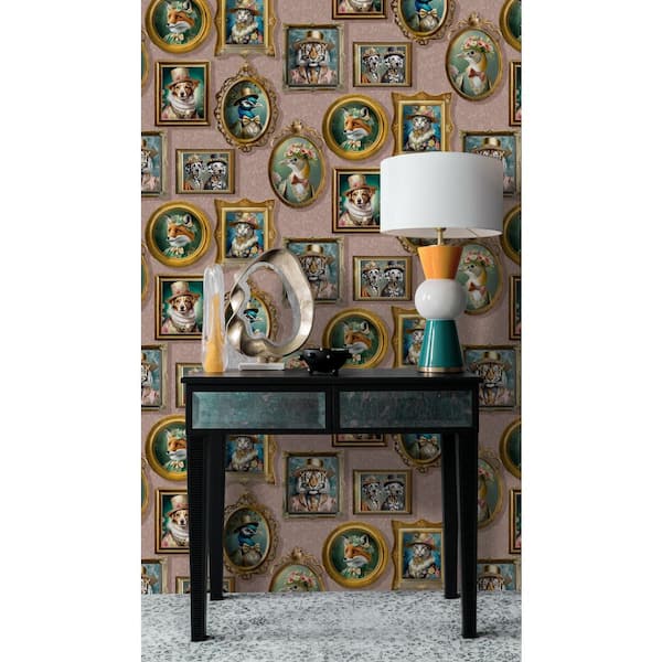 Regal Framed Beasts Pink Non-Pasted Wallpaper (Covers 56 sq. ft.)