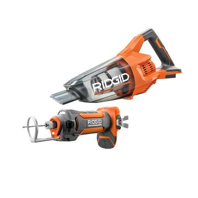 18V Cordless Hand Vacuum (Tool Only) with Accessories with 18V Drywall Cut-Out Tool