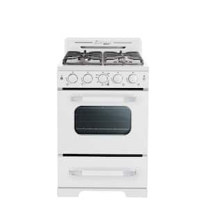 Classic Retro 24 in. 2.9 cu. ft. Retro Gas Range with Convection Oven in Marshmallow White