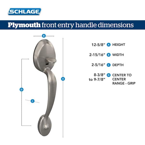 Schlage Plymouth Satin Nickel Door Handleset Grip with Right