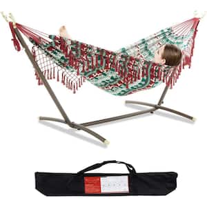 9 ft. Quilted Reversible Hammock, Capacity 2 People Standing Hammocks and Portable Carrying Bag ( Christmas Elk )