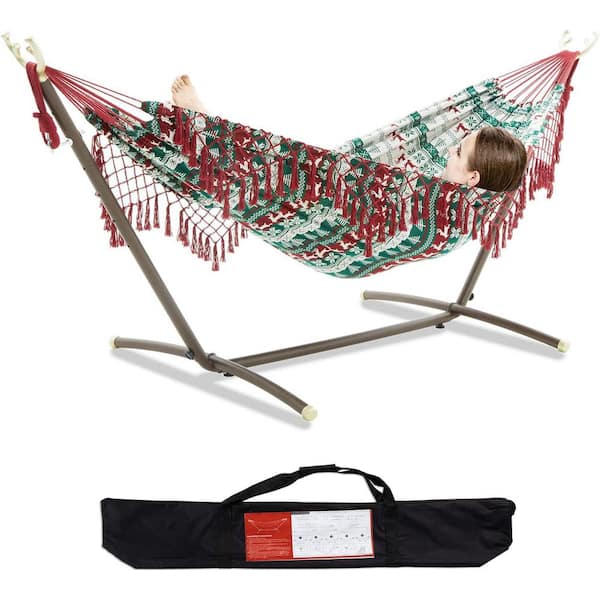 9 Ft Quilted Reversible Hammock Capacity 2 People Standing Hammocks And Portable Carrying Bag 8199