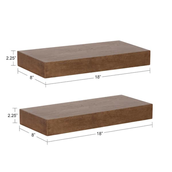 Kate and Laurel Havlock 8 in. x 18 in. x 2.25 in. Rustic Brown