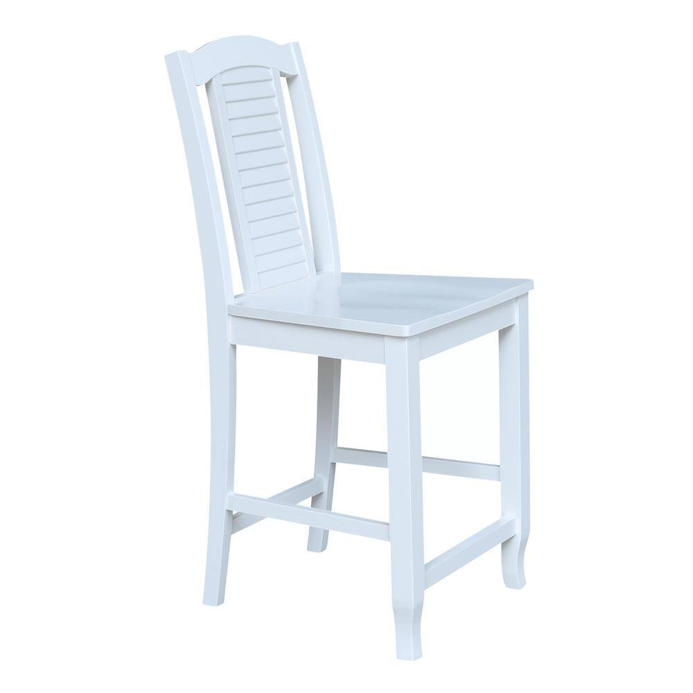 Seaside White Solid Wood Counter Height Stool