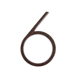 5 in. Wood Grain Zinc Alloy Floating or Flush House Number 6