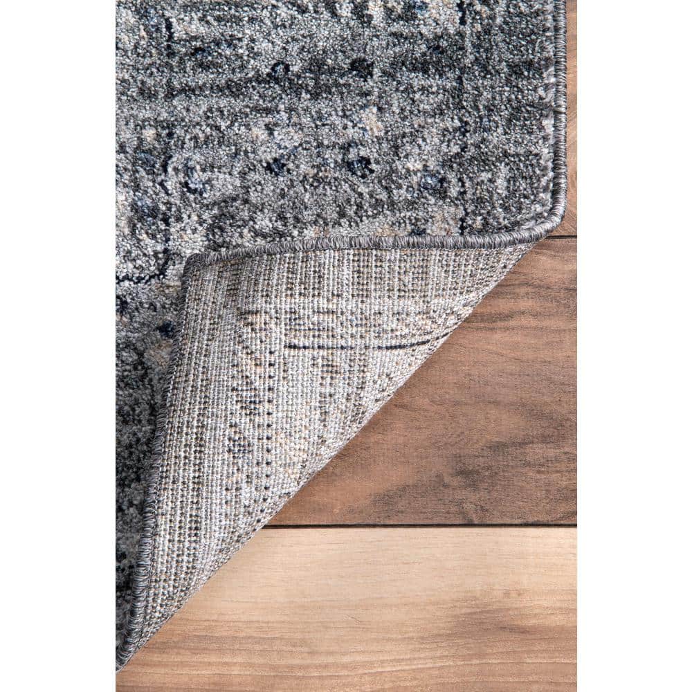 Vintage Medallion Gray 9' x 12' Synthetic Easy-Care Area Rug
