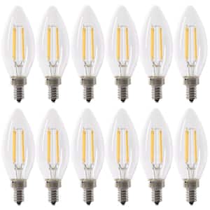 100-Watt Equivalent B10 E12 Candelabra Dimmable CEC Clear Glass Chandelier LED Light Bulb Bright White 3000K (12-Pack)