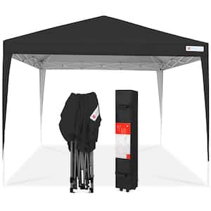 10 ft. x 10 ft. Black Portable Adjustable Instant Pop Up Canopy with Carrying Bag