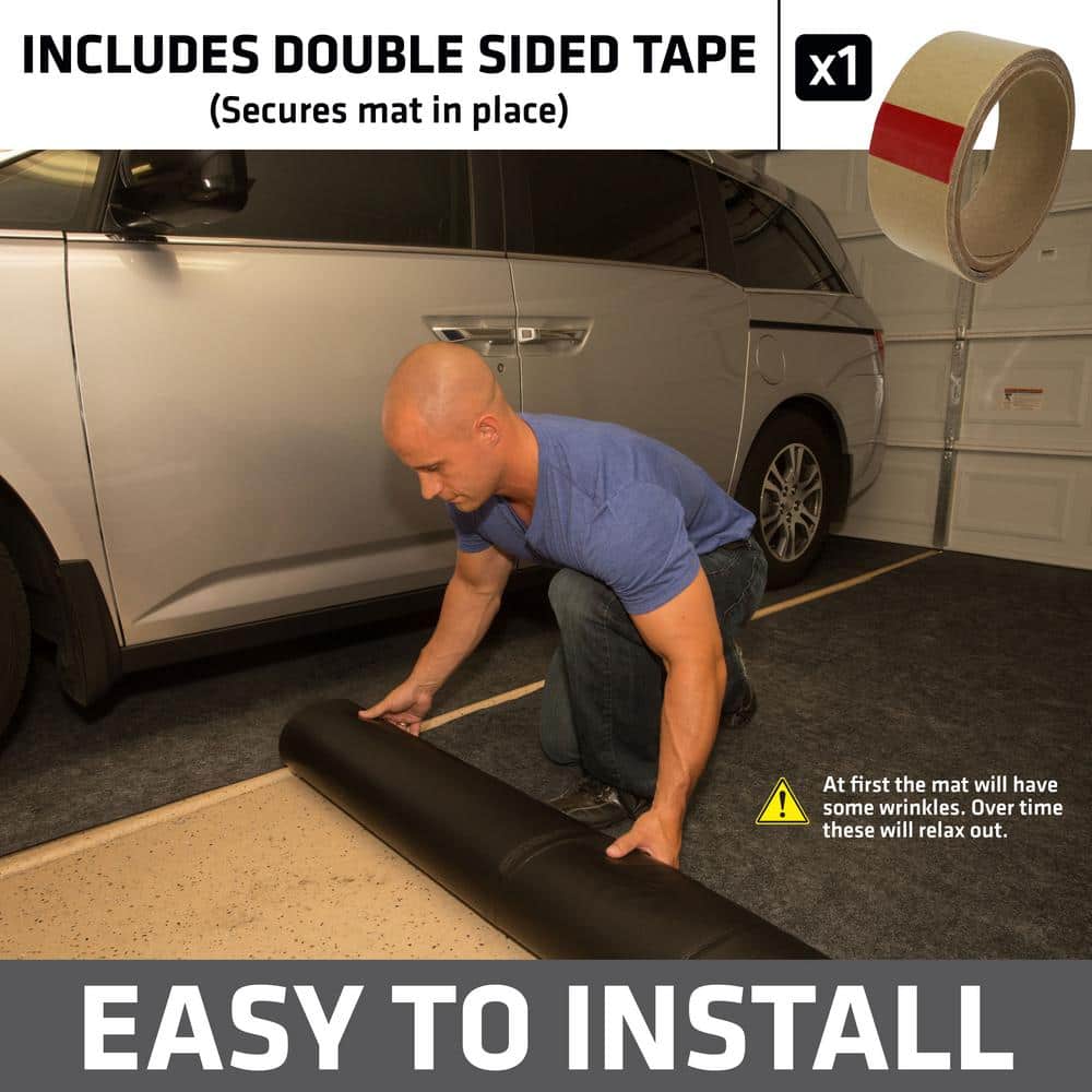 Charcoal 20' x 7'4" Waterproof Garage Floor Mat with Double Sided Tape