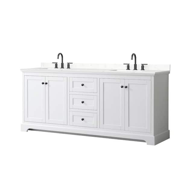 Avery 80 in. Double Freestanding White Bath Vanity with Carrara Cultured Marble Top