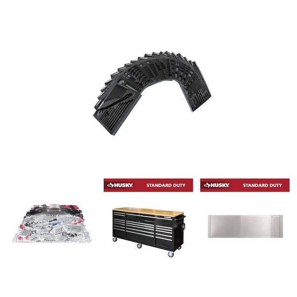 SAE/Metric 1025-Piece Tool Set, 52-72 in. Pegboard, EVA Trays & 72 in. Black Mobile Workbench