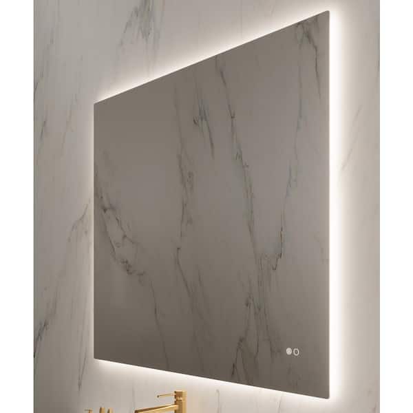 PARIS MIRROR Kuoni 48 in. W. x 36 in. H Rectangular Frameless Wall Mounted Bathroom Vanity Mirror with Variant LED (3 K-4 K-6 K)
