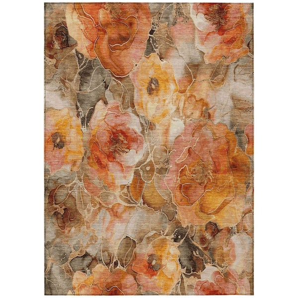 Chantille Machine Washable Indoor/Outdoor Abstract ACN1859 Orange 8 ft. x 10 ft. Accent Rug