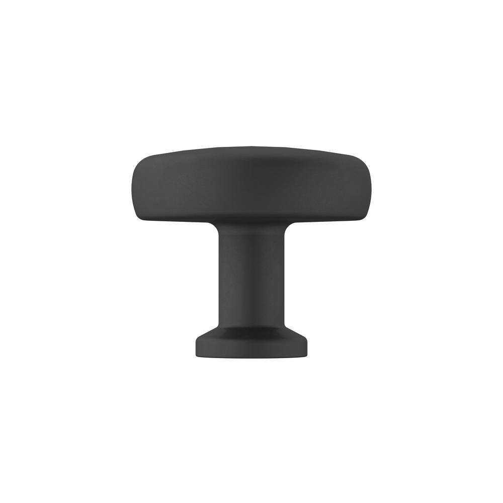 Matte Black Round Modern Cabinet Knob with Mounting Hardware