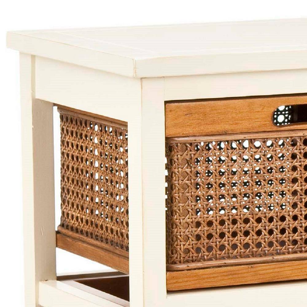 White Pine 4-Drawer Storage Unit with Cane Baskets