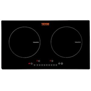 Electric Cooktop 24 in. 2-Elements Ceramic Induction Stove Top 1800-Watt Built-In Magnetic Cooktop, Black