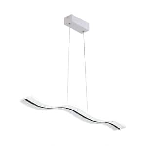 48-Watt Modern Wave Integrated LED White Stepless Dimming Pendant Light