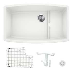 Performa 32 in. Undermount Single Bowl White Granite Composite Kitchen Sink Kit with Accessories