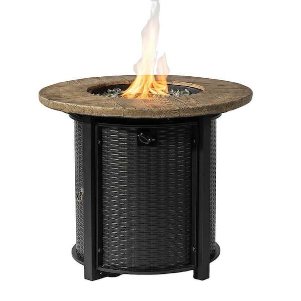 50000 BTU Propane Gas Fire Pit Table 30" Round Stainless Steel Propane Heater Fire Pit Black Finish for Outside Patio