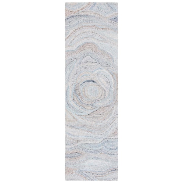 SAFAVIEH Abstract Beige/Blue 2 ft. x 8 ft. Floral Eclectic Runner Rug