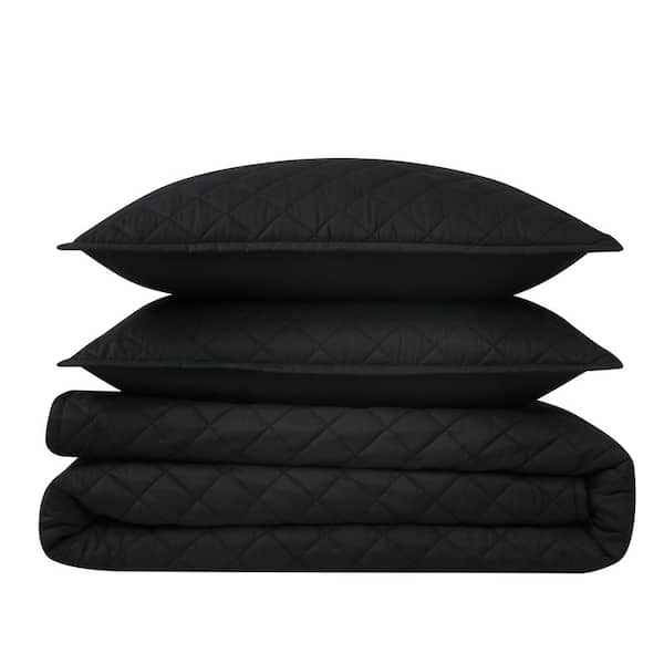 CANNON 2-Piece Black Solid Cotton Percale Twin/Twin XL Quilt Set