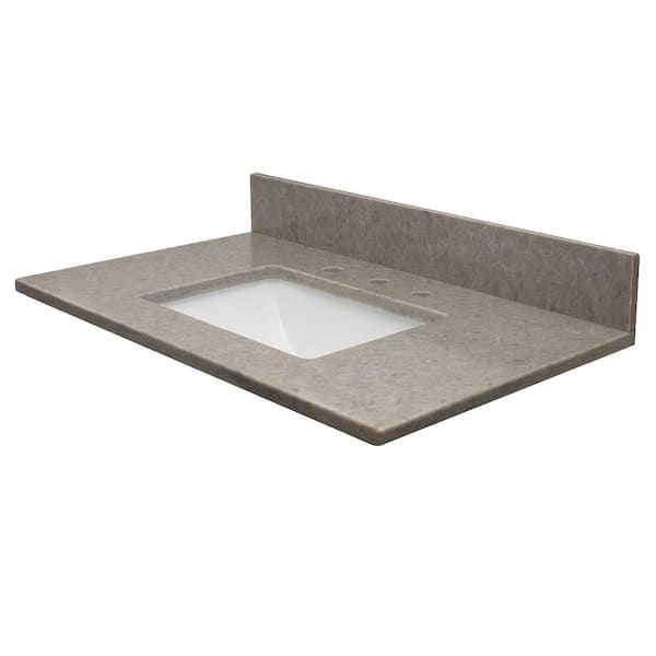 MarCraft Vista 61 in. W x 22 in. D Quartz Single Rectangle Basin Vanity Top in Diamante with White Basin