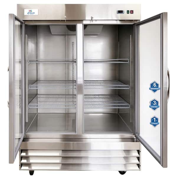 54 in. W 47 cu. ft. NSF Frost Free Defrost Commercial Upright Freezer Glass Door Merchandiser Display in Stainless Steel