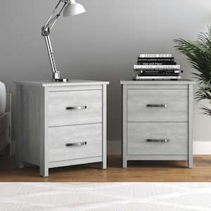 Layton 2-Drawer Dusty Gray Oak Nightstand Sidetable Ultra Fast Assembly (21.9 in. x 15.7 in. x 19.1 in.) (Set of 2)