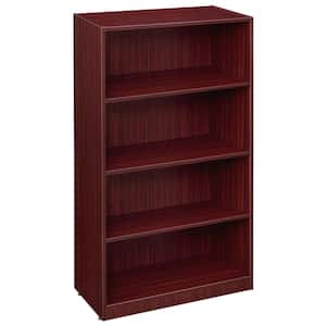 Magons 47 in. Mahogany Wood 4-shelf Standard Bookcase with Adjustable Shelves