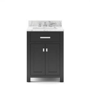 24 in. W x 21 in. D Vanity in Espresso with Marble Vanity Top in Carrara White and Chrome Faucet