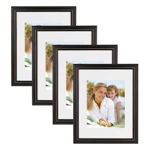 Kieva 11 in. x 14 in. matted to 8 in. x 10 in. Black Picture Frame (Set of 4)