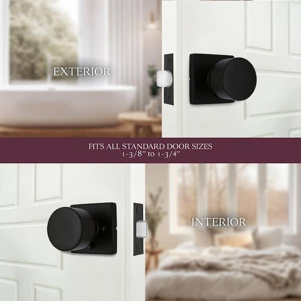 Ridgeway Matte Black Bed/Bath Privacy Door Knob with Square Rose