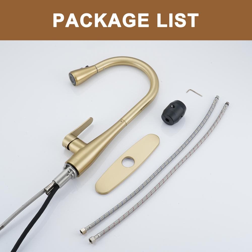 Brushed Gold Stainless Steel Pull-Out Spray Kitchen Faucet