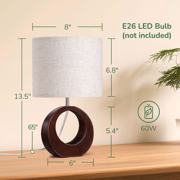 EDISHINE Breeze Stand 13.5 in. Dark Walnut Table Lamp HDL-TL2S