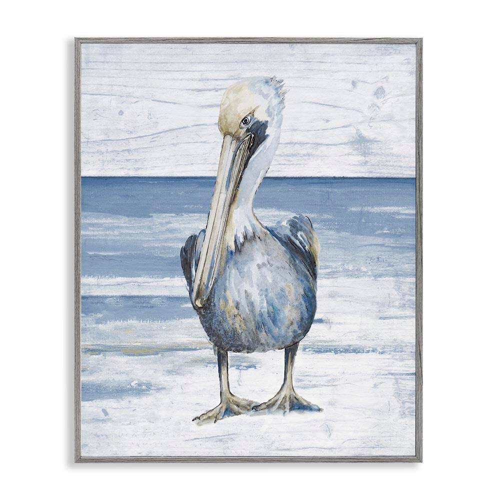 Rustic Nautical Pelican by Patricia Pinto Gray Framed Giclee Art Print Animal 11 in. x 14 in. price history on PriceWatchPro