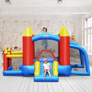 Bounce House Kids Inflatable Jumping Castle with Slide & Soccer Goal