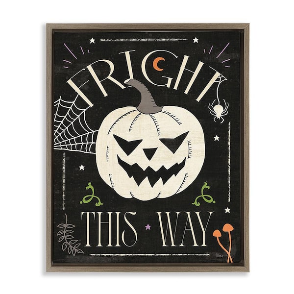 Stupell Industries Fright This Way Phrase by Veronique Charron 1 Piece Floater Frame Graphic Print Typography Art Print 21 in. x 17 in.