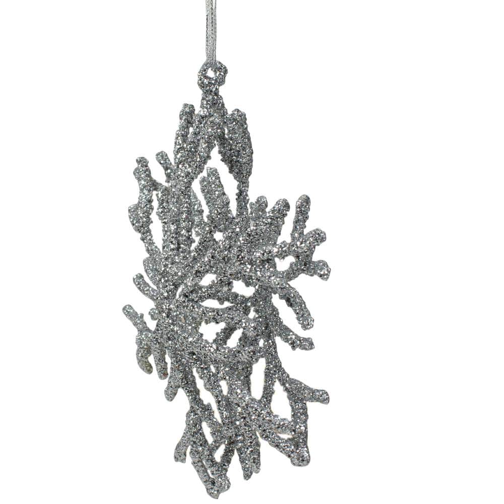 7.5" Silver Glitter Metal Snowflake Christmas Ornament