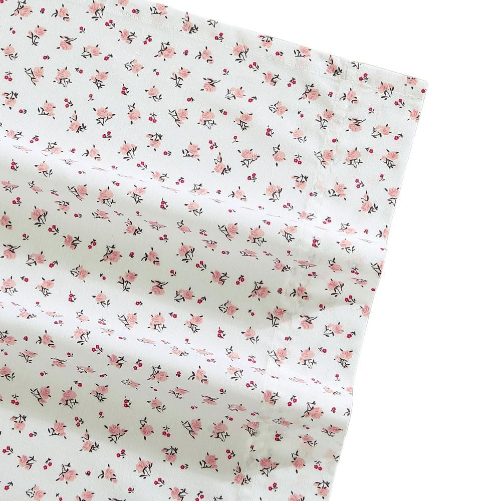 Baby Buds Pink Floral Cotton Percale Twin Sheet Set