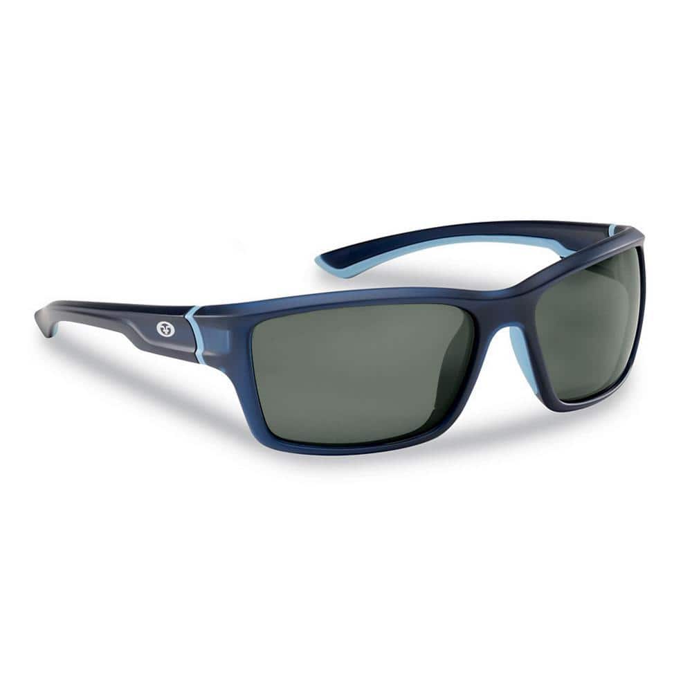 Flying Fisherman Cove Polarized Sunglasses Matte Crystal Navy Frame with Smoke Lens