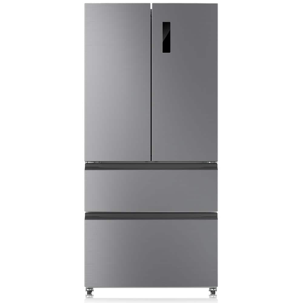 33 in. 18.9 cu. ft. Counter Depth 4-Door French Door Refrigerator in Silver with Automatic Defrost