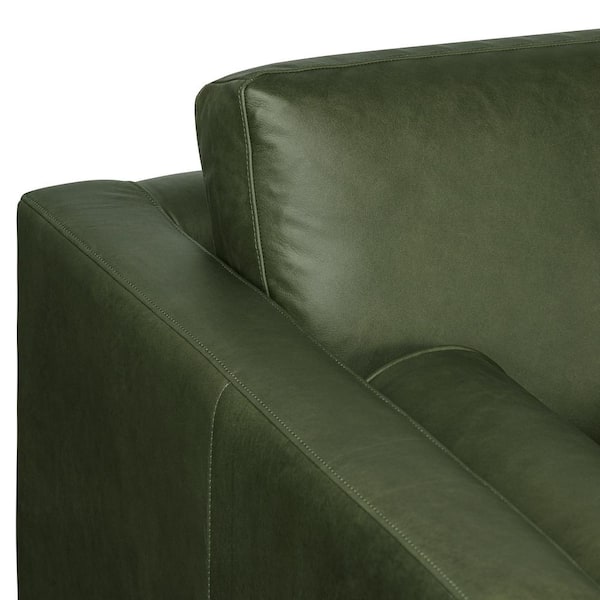 apolina サマカプ25 Poly and Bark Nolita 85 in. Square Arm Leather Rectangle 3-Seater