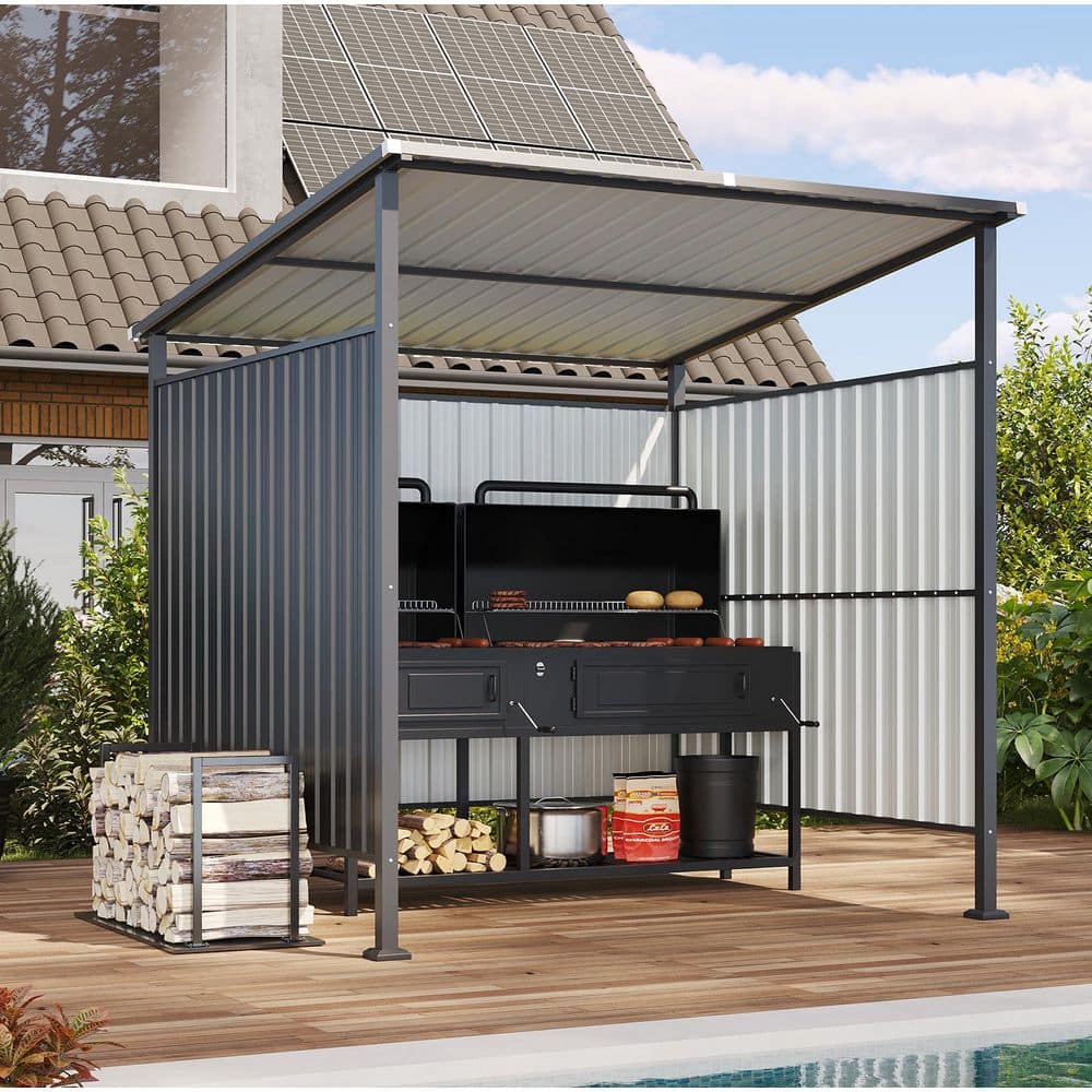 Sizzim 7 ft. W x 6 ft. D Outdoor Metal Shed Grill Shed for BBQ