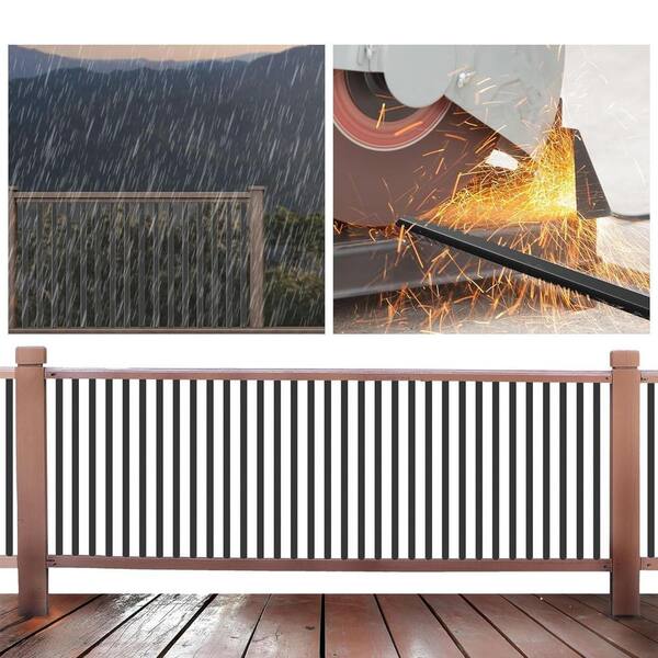 Afoxsos 32 in. x 1 in. Metal Deck Rectangular Spindles Staircase