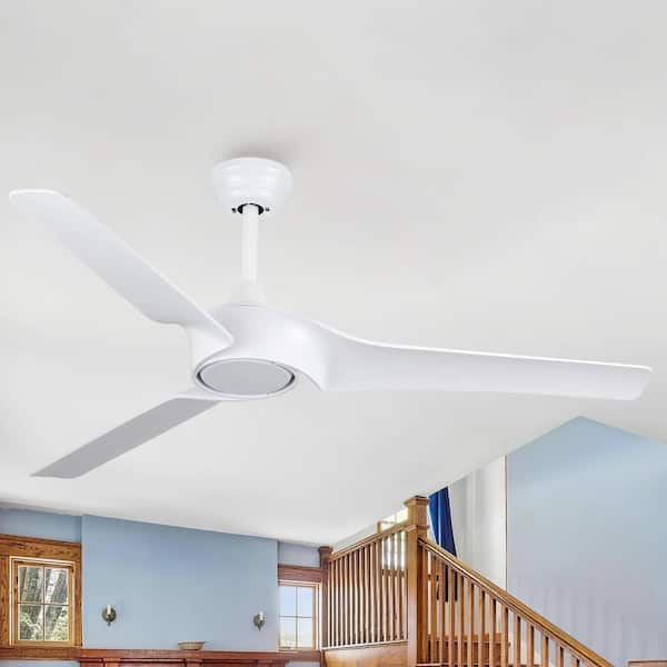 52 in. Indoor White 3-ABS Blades Downrod Standard Ceiling Fan with Reversible DC Motor and Remote Control Included