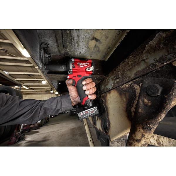 Milwaukee M12 FUEL 12V Lithium-Ion Brushless Cordless Stubby 3/8 in. Impact  Wrench (Tool-Only) 2554-20 - The Home Depot