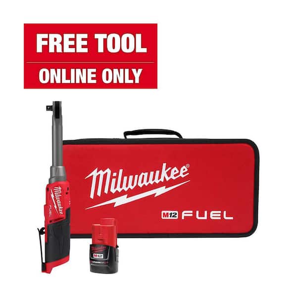 Milwaukee M12 FUEL 12V Lithium-Ion Brushless Cordless 3/8 in. Extended Reach High Speed Ratchet Kit