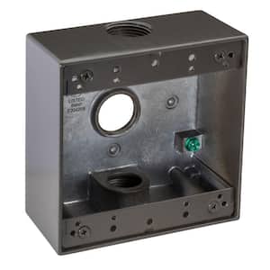 3/4 in. Weatherproof 3-Hole Double Gang Bronze Electrical Box