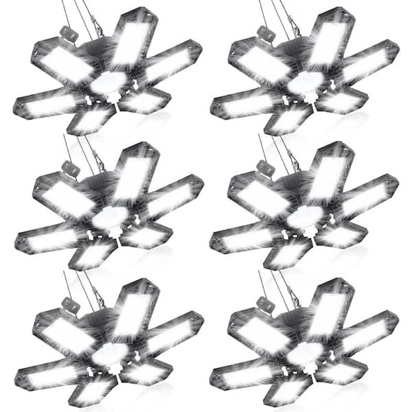 20000-Lumens LED Garage Work Light 200W Plug-In 6 Plus 1 Deformable Panels for Garage Warehouse Barn Basement 6-Pack